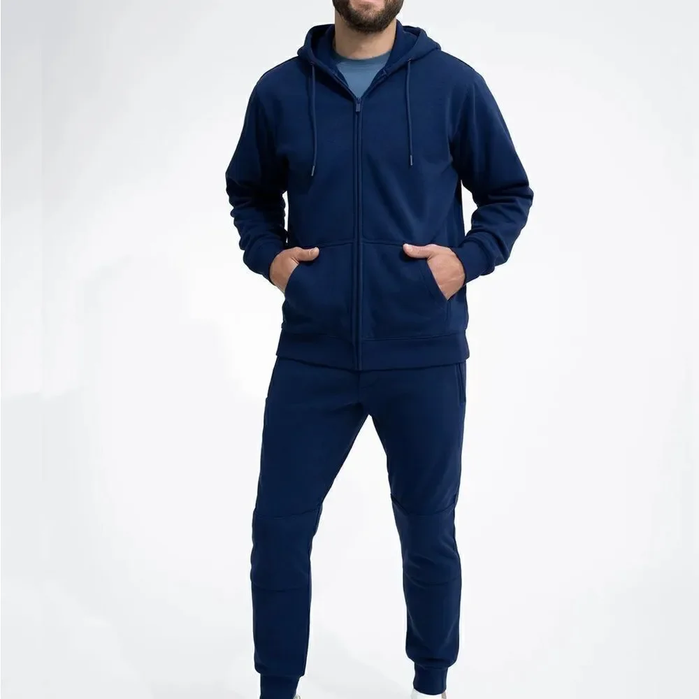 NEW Swet Tailor Mens Navy Blue Stretch Fleece Joggers